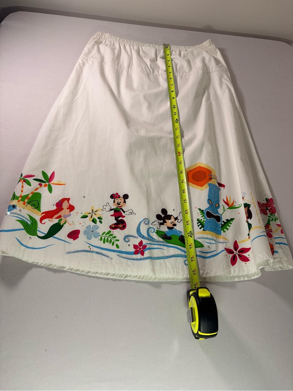Disney White A-Line Skirt with Colorful Beach Character Border - Picture 4 of 4
